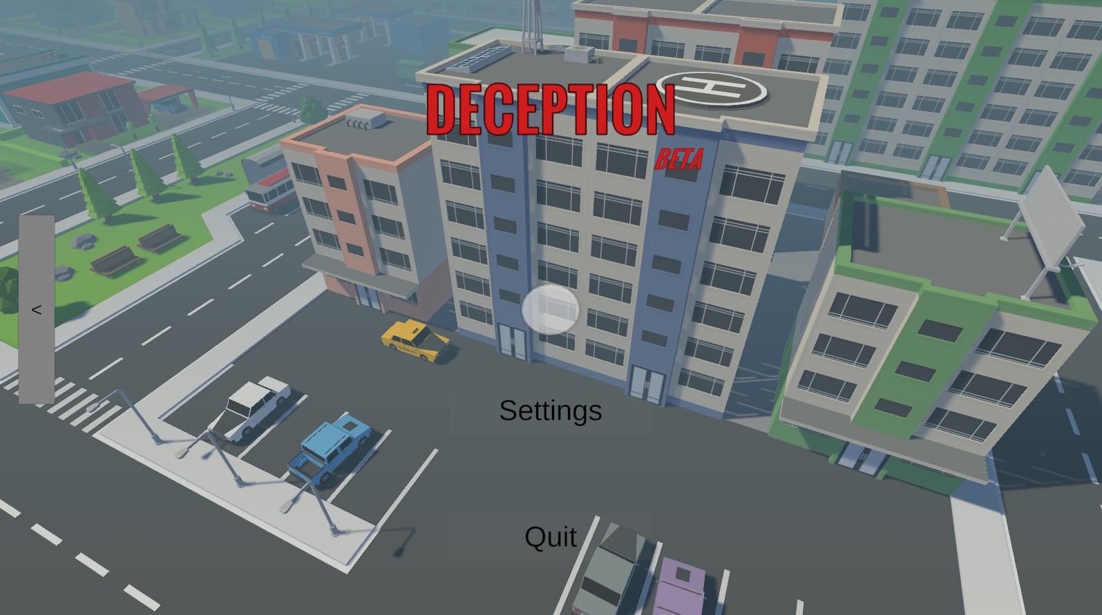 Bedroom interior in Deception with the in-game clock and report prompt